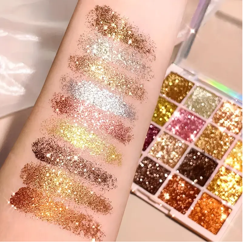 16 colour golden gilitter eye shadow plate