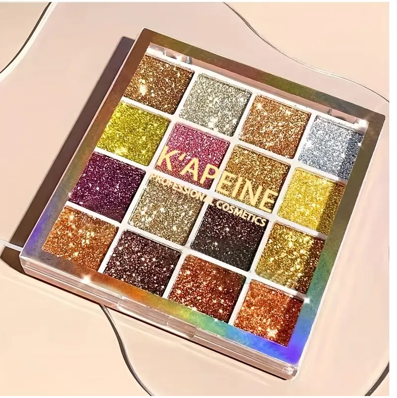 16 colour golden gilitter eye shadow plate