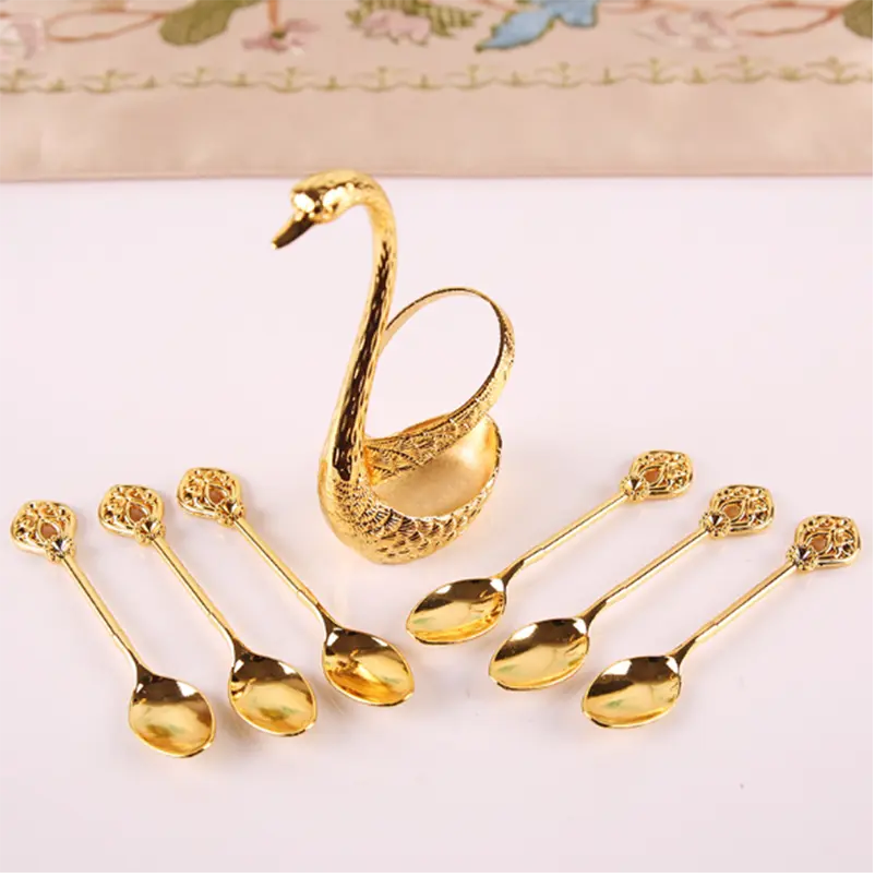 1Set Dinnerware Set Swan Base Stand Spoons