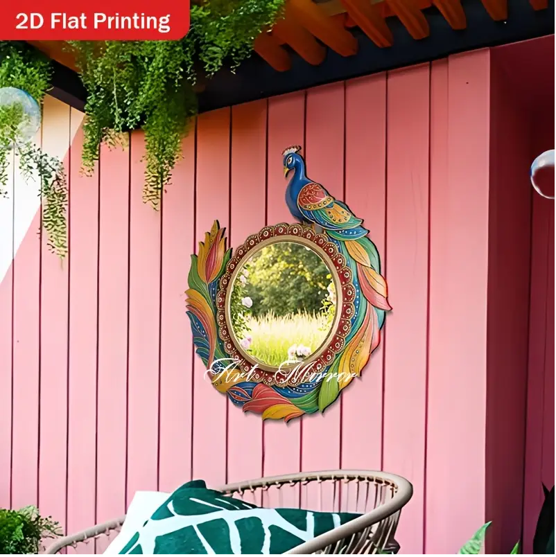 2D Flat, 1pc Bohemian Peacock Wall Mirror
