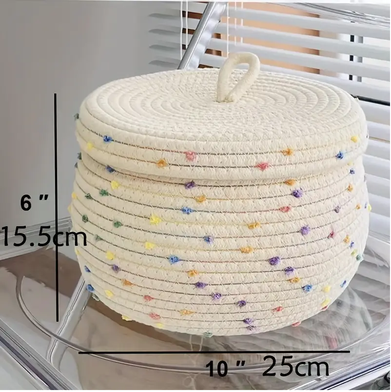 1pc Hand-Woven Cotton Storage Baskets