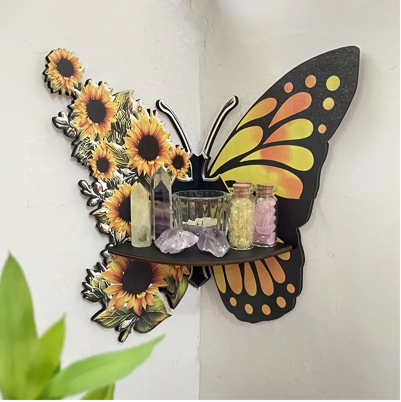 1pc Sunflower Butterfly Wall Corner Rack