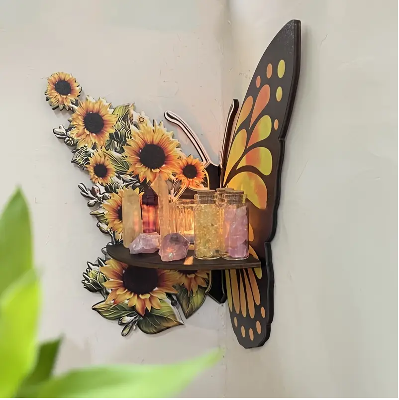 1pc Sunflower Butterfly Wall Corner Rack