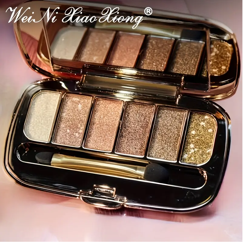 6-Color Diamond & Pearl Glitter Eyeshadow Palette