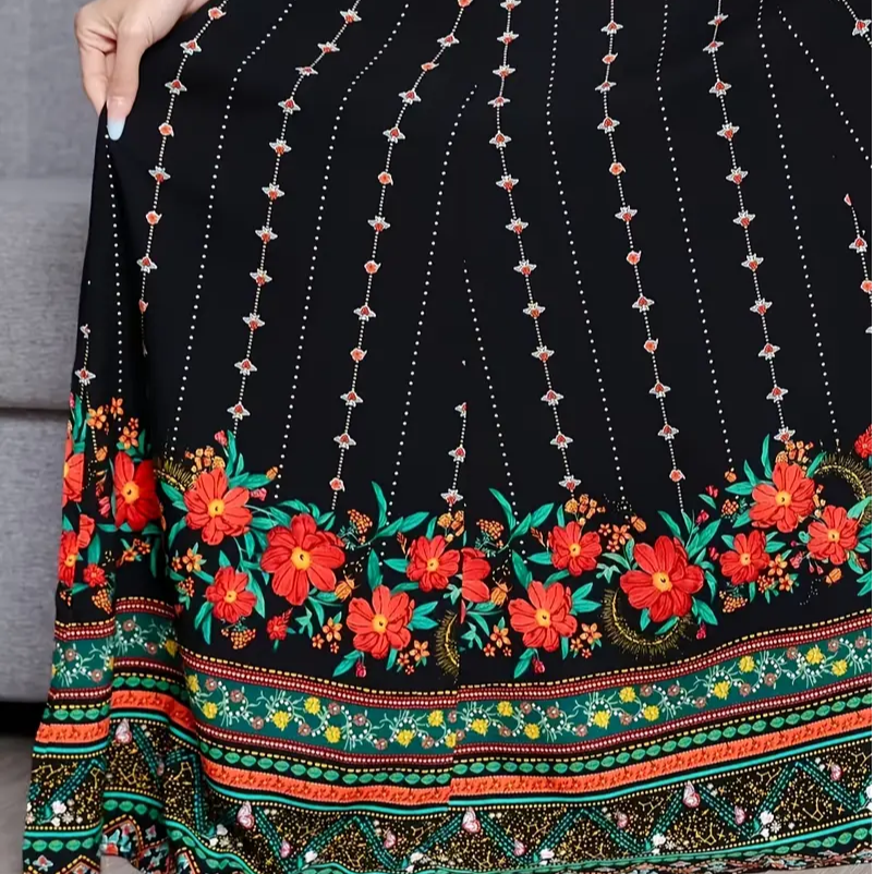 Bohemian Style Long Dress with Ethnic