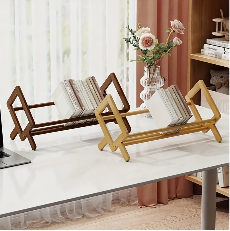 Chic Yellow Wooden Desktop File Organizer