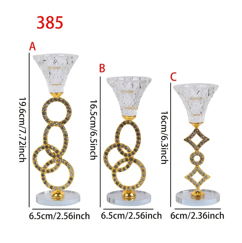 Elegant Crystal Candlestick Set with Golden Accents