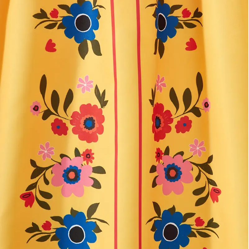 Girls' Bohemian Floral Print Dress with Bell Sleeves