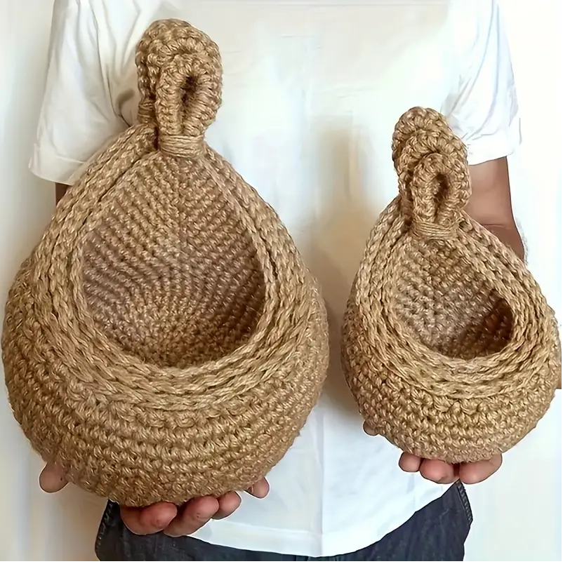 Handwoven Teardrop Wall Storage Basket Set