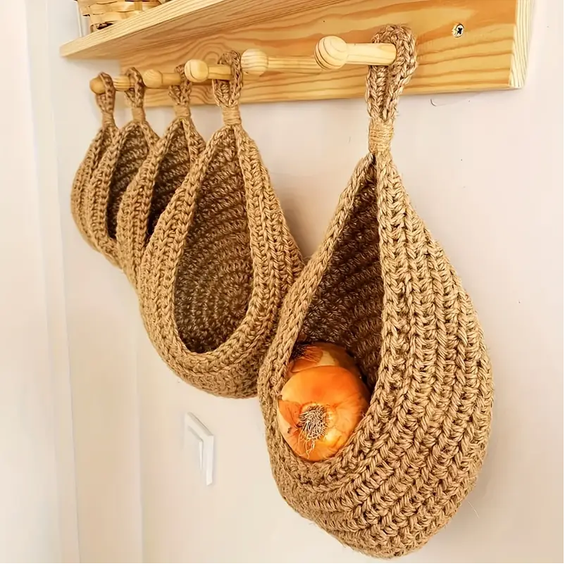 Handwoven Teardrop Wall Storage Basket Set