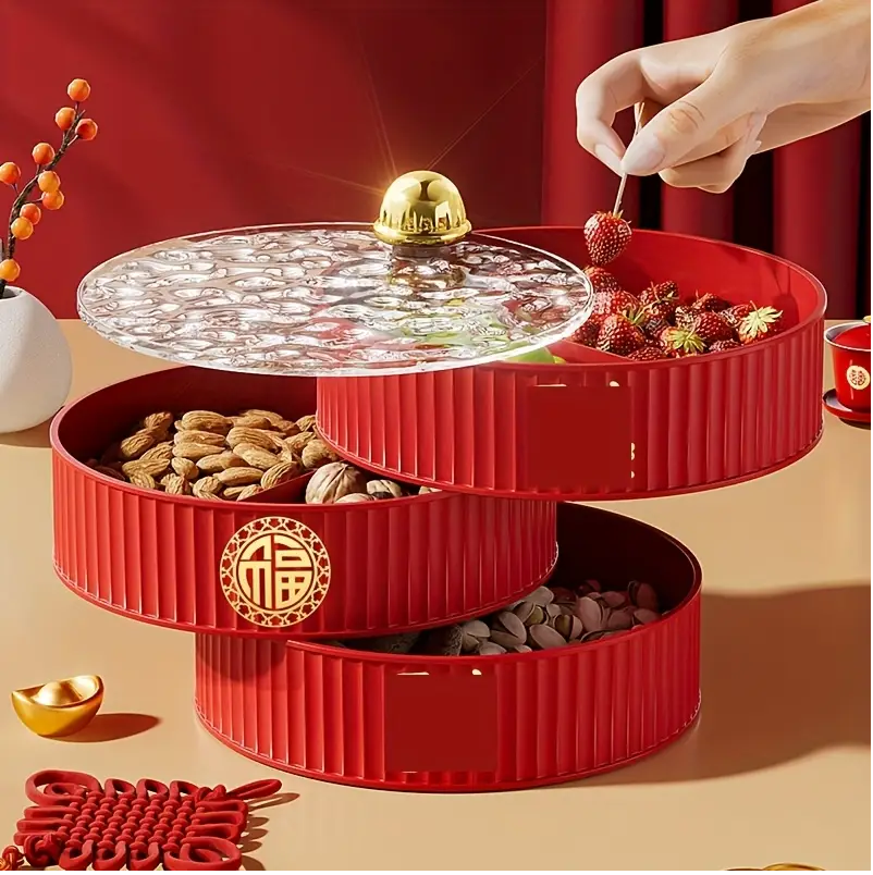 Rotating Red Snack and Nut Server