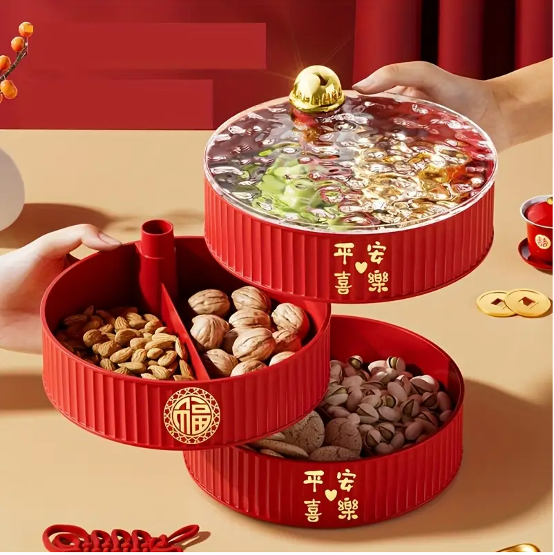 Rotating Red Snack and Nut Server