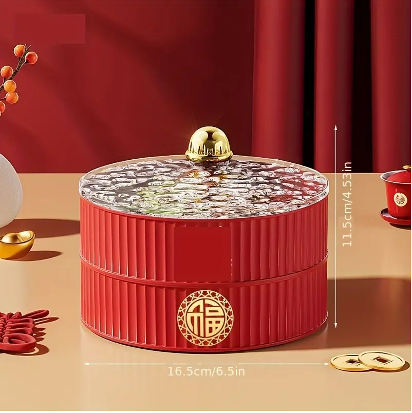 Rotating Red Snack and Nut Server