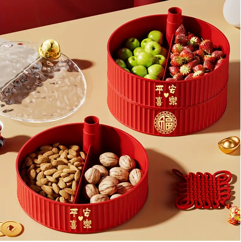 Rotating Red Snack and Nut Server