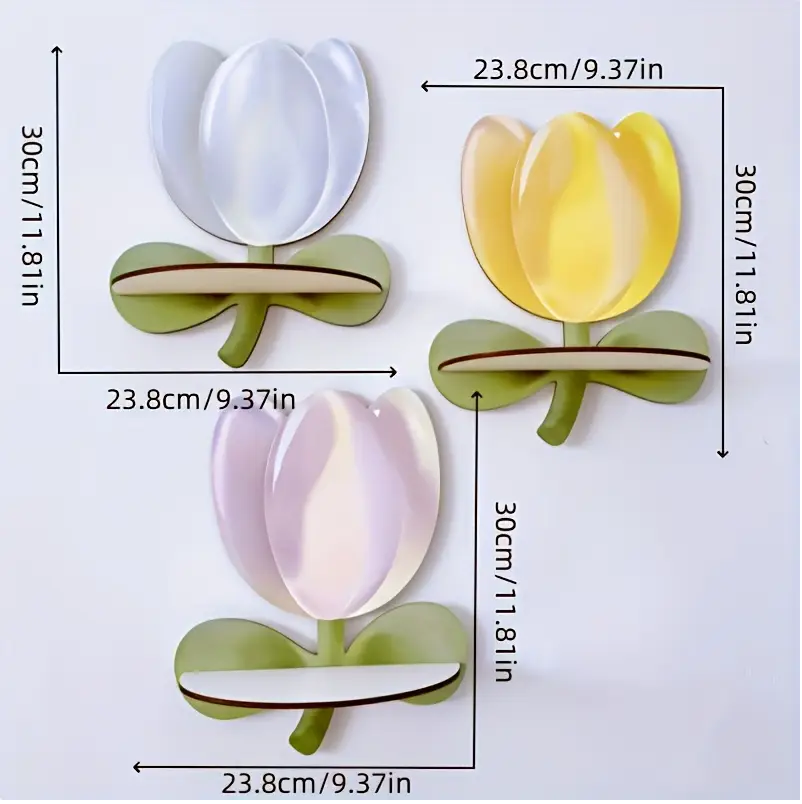 Wall Shelf Set with Tulip Floral Design