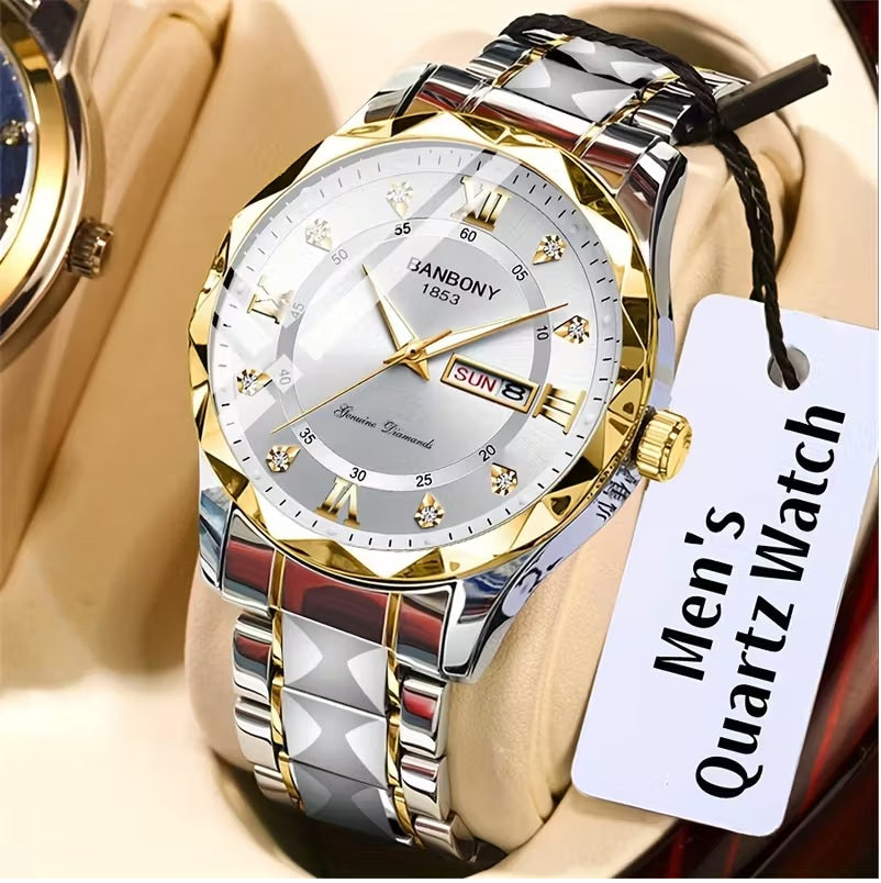 New Stainless Steel Men'S Quartz Watch