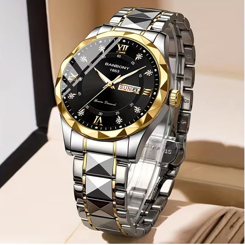 New Stainless Steel Men'S Quartz Watch