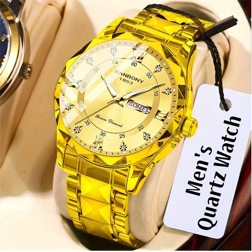 New Stainless Steel Men'S Quartz Watch