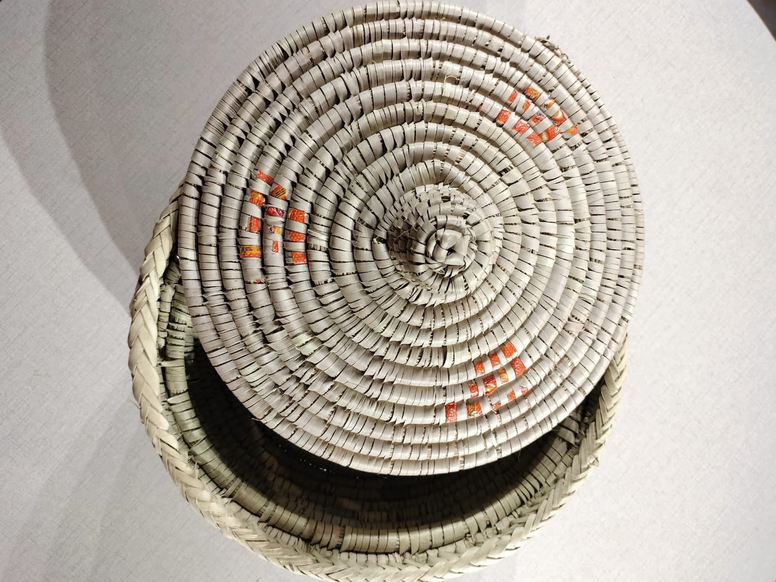 woven storage basket with lid