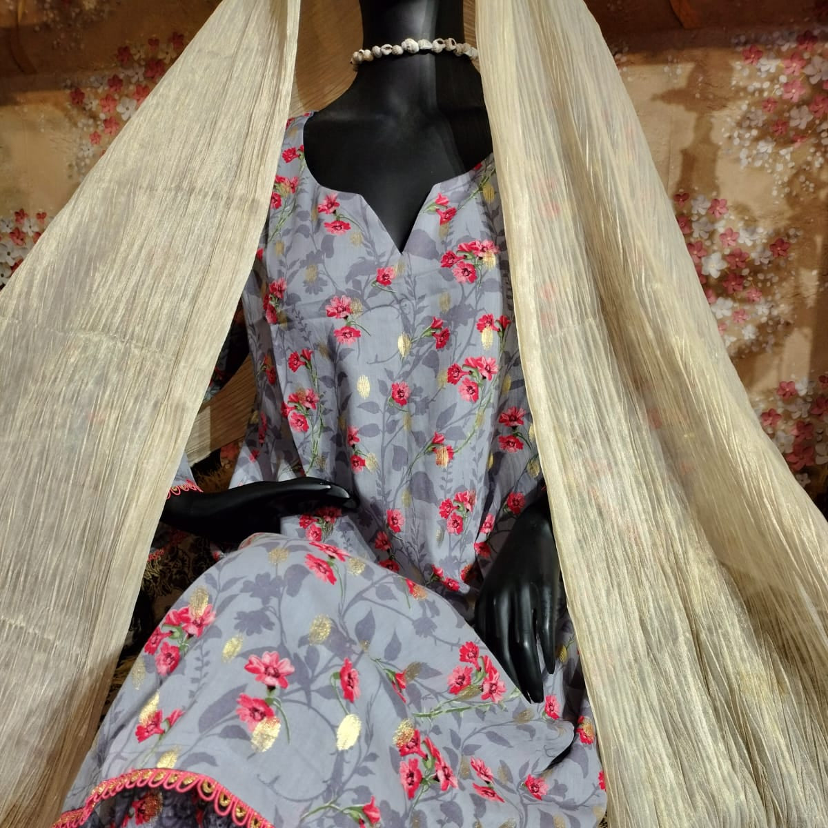 Grey shalwar kameez lawn