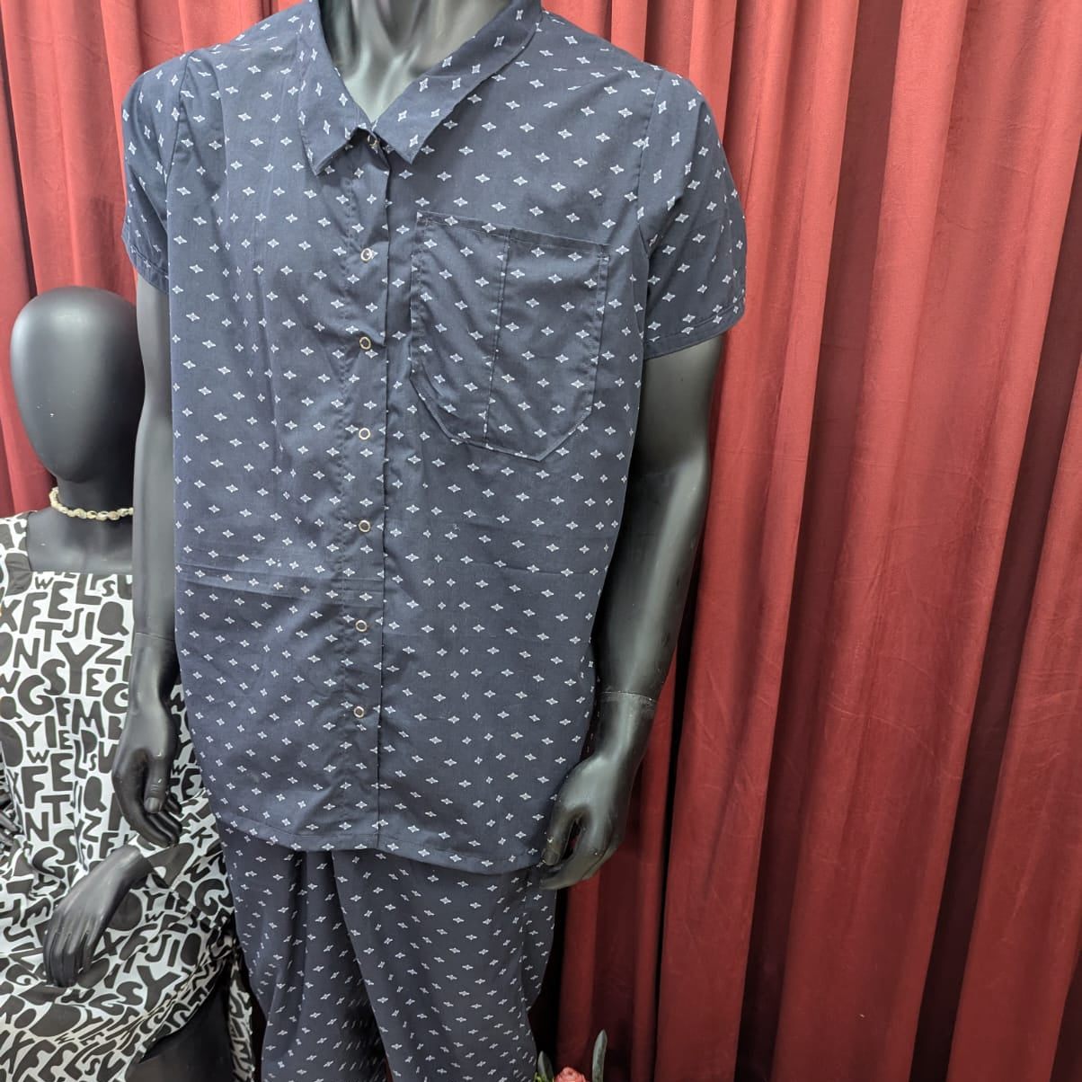 Alphabet print female kurta male  Nightwear Set