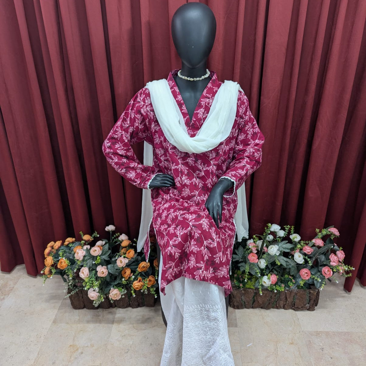 Printed Lawn 2 piece stitched dress with floral print