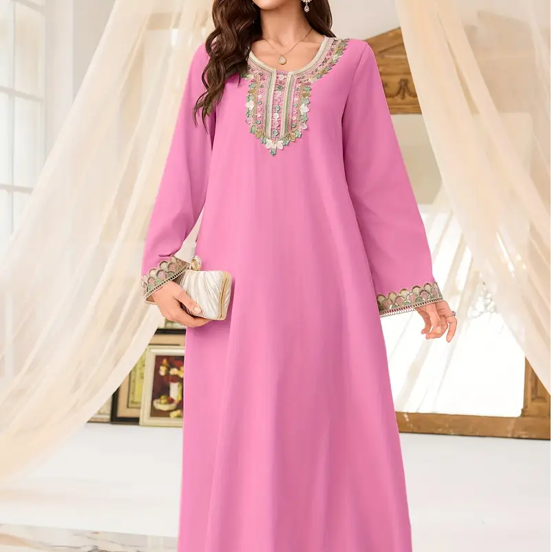 Women'S Casual Long Sleeve Ruffle Neckline Dress