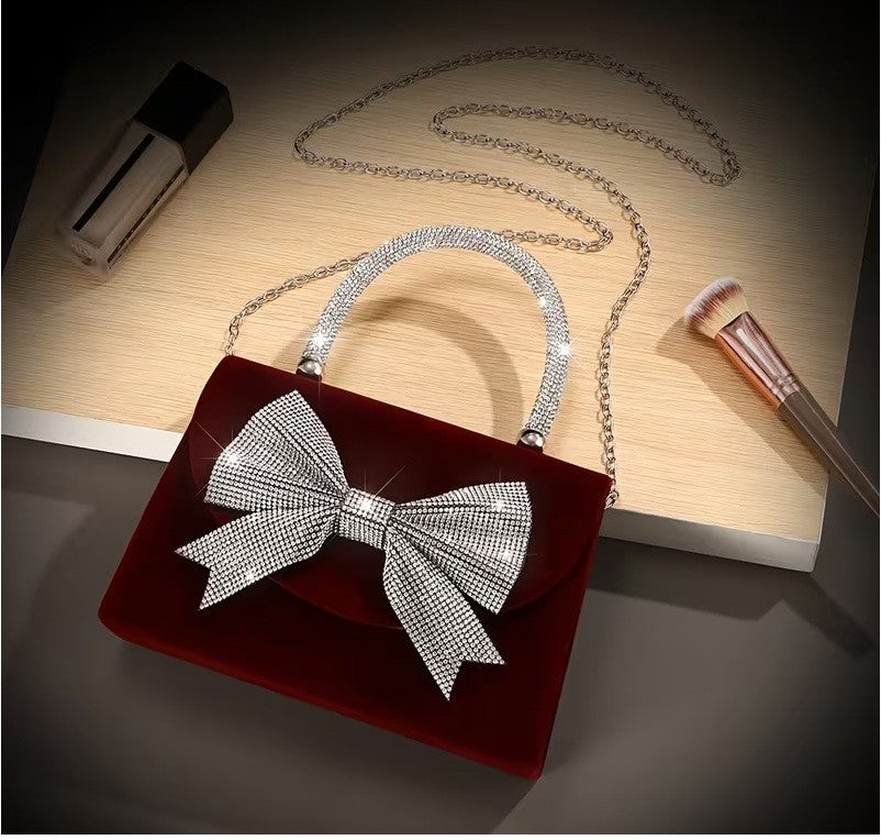 Women'S Luxury Burgundy Velvet Bag