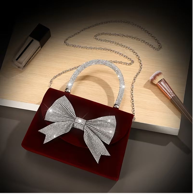 Women'S Luxury Burgundy Velvet Bag