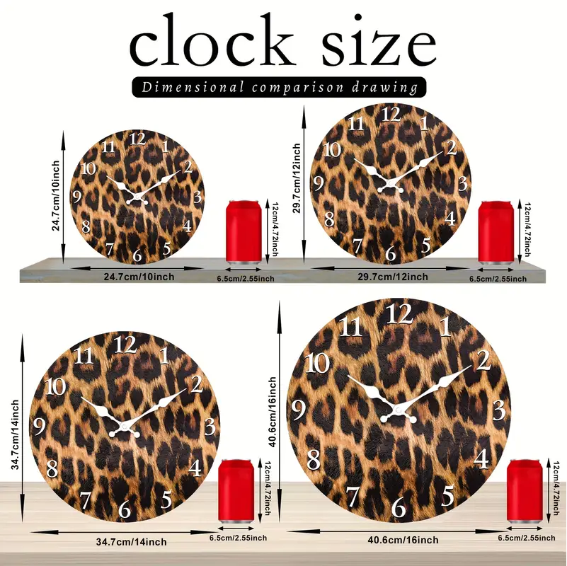 Brown Leopard Print Wall Clock