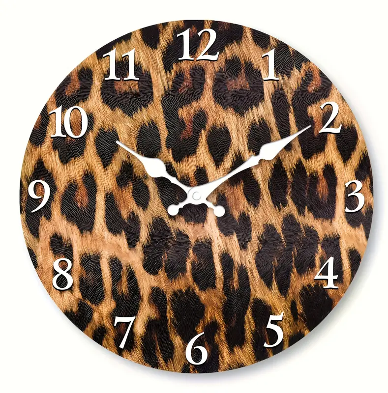 Brown Leopard Print Wall Clock