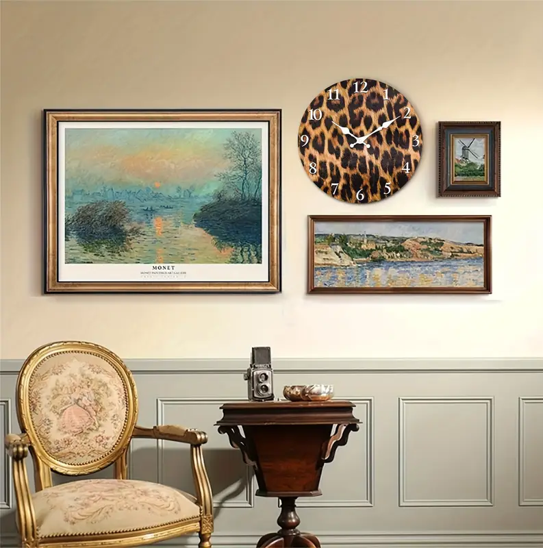 Brown Leopard Print Wall Clock