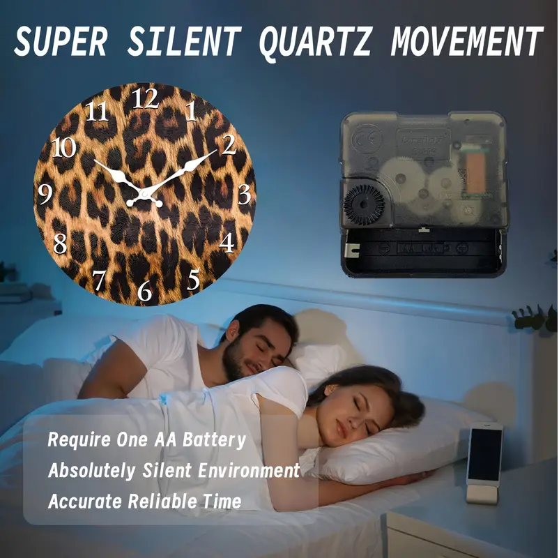 Brown Leopard Print Wall Clock