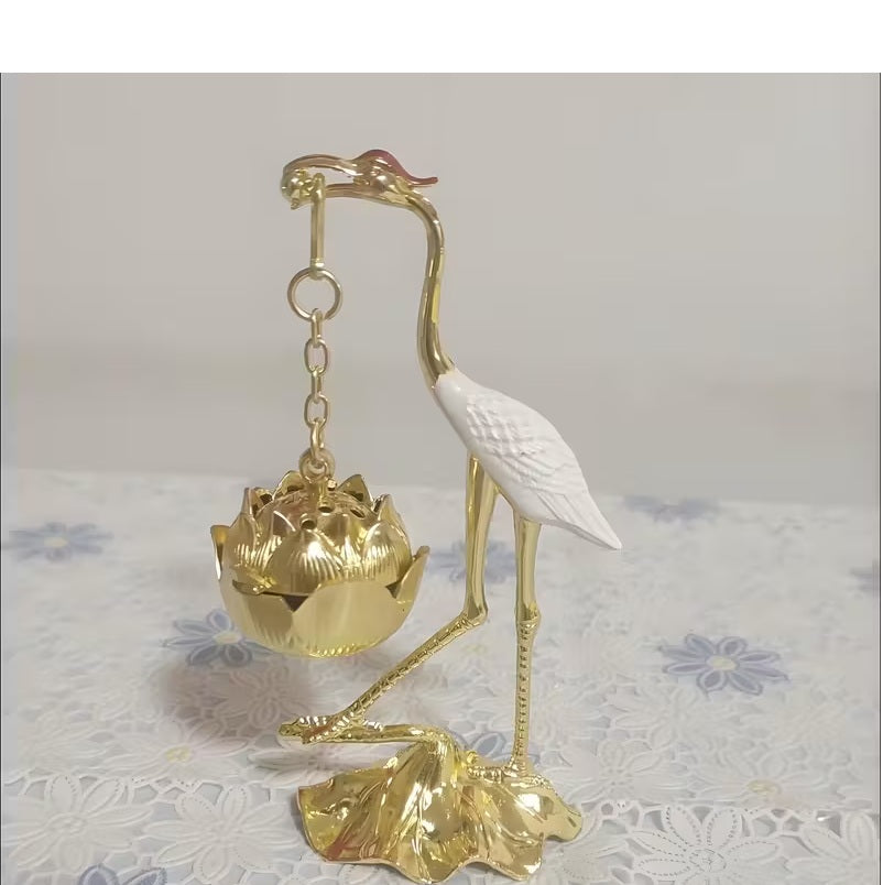 Golden Crane Shaped Incense Holder