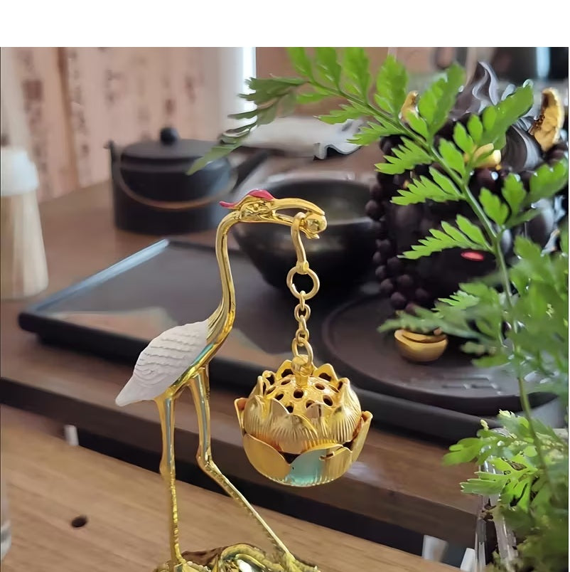 Golden Crane Shaped Incense Holder