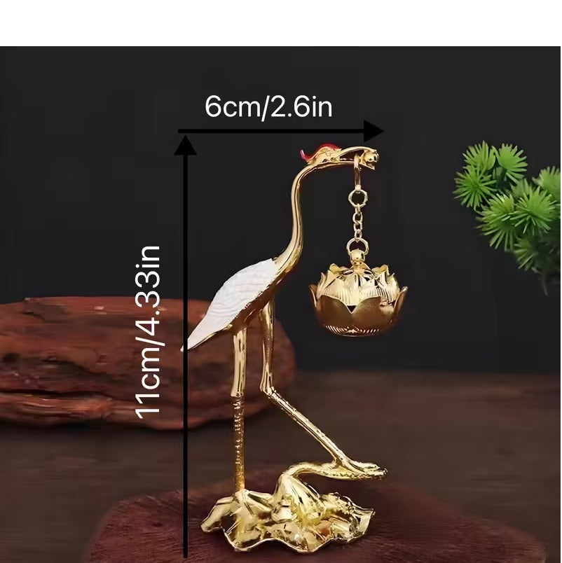 Golden Crane Shaped Incense Holder