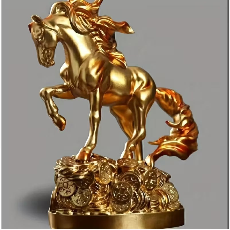 Resin Horse Statue Sculpture, Qianlima Craft Ornament Decor
