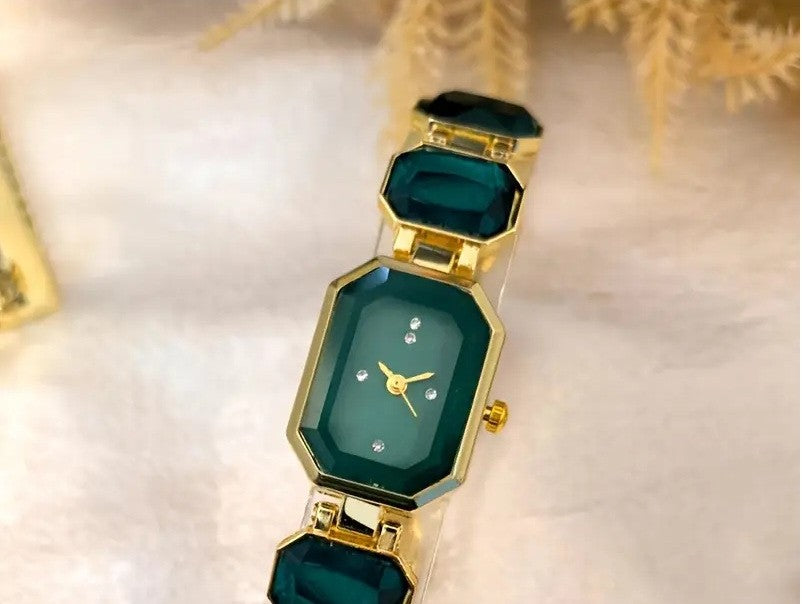 4 PCS Set Luxury Watch Necklace Women Ring Earrings