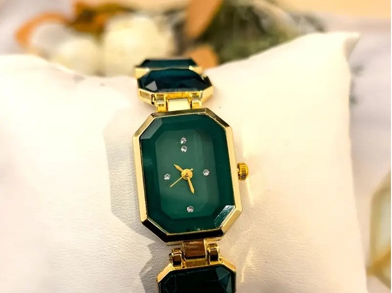 4 PCS Set Luxury Watch Necklace Women Ring Earrings