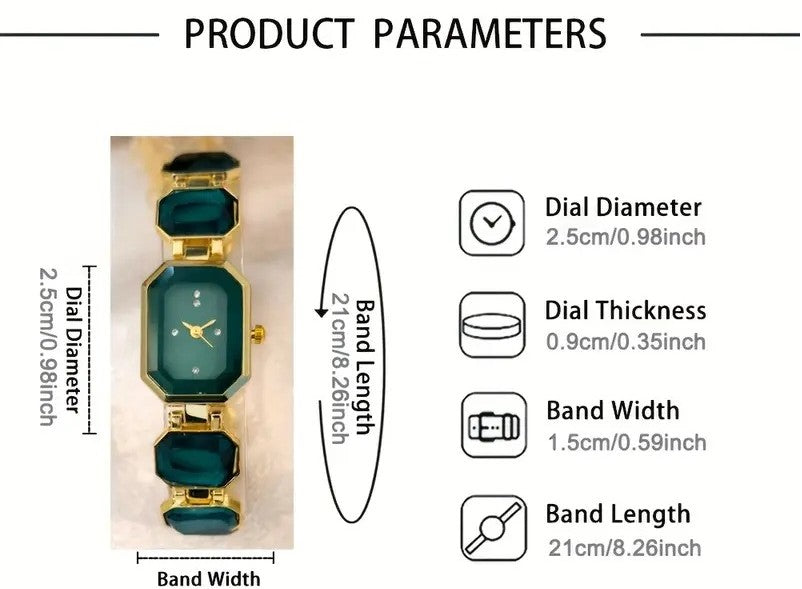 4 PCS Set Luxury Watch Necklace Women Ring Earrings