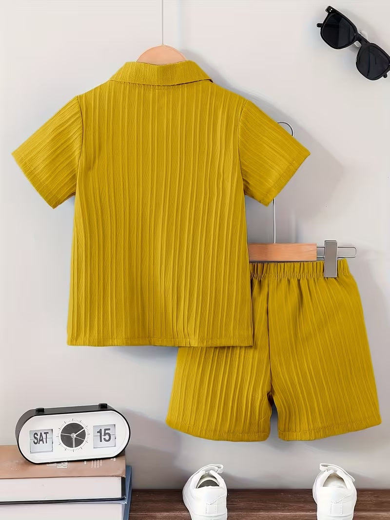 Boys' Summer Set: Solid Color Elegant Button-