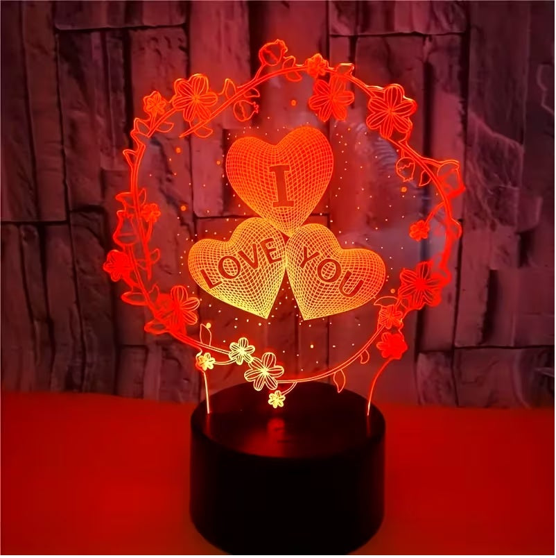Creative Love Flower LED Night Light with Colorful Touch Lamp.