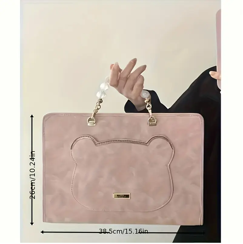 Pink Faux Leather Laptop Sleeve for Women