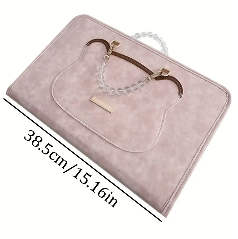 Pink Faux Leather Laptop Sleeve for Women