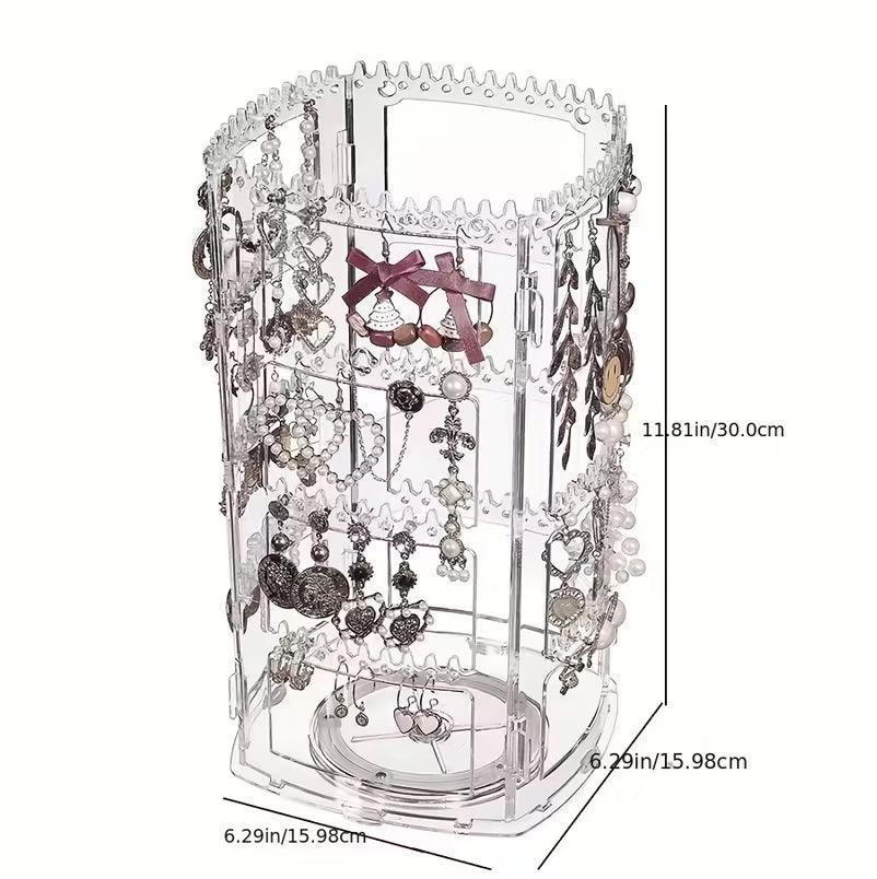Rotating Earring Stand, Showcasing Jewelry Storage Box.