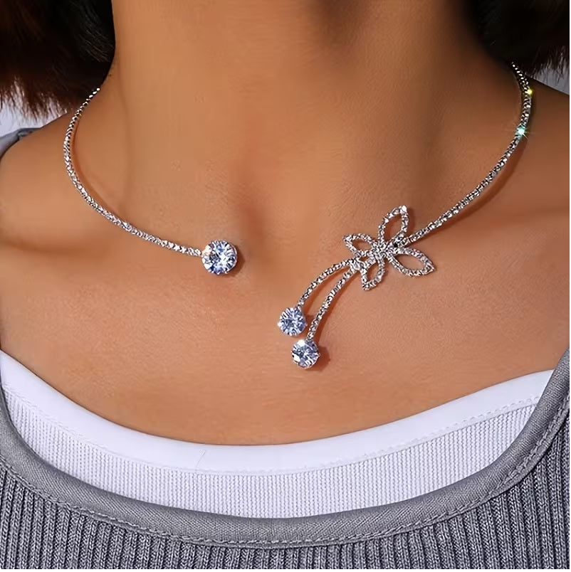 Elegant Sparkling Butterfly Pendant Necklace