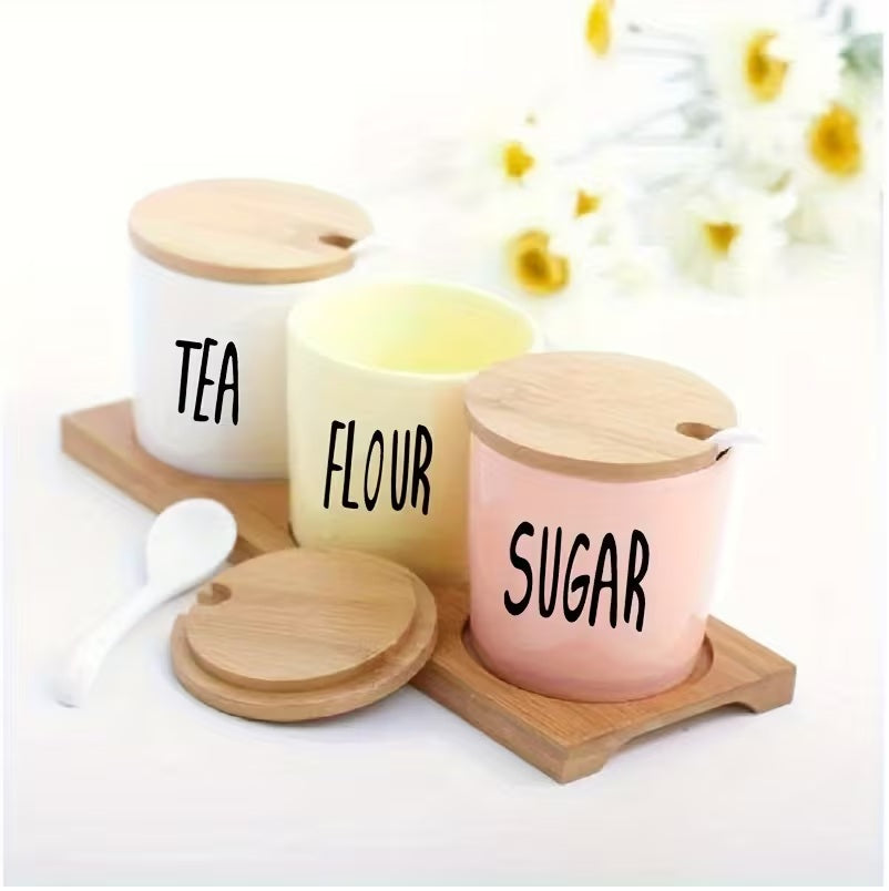 A Label Sticker for Sugar Coffee Tea Powder, a Brown Cup Sticker, Kitchen Sticker, And Wall Sticker.