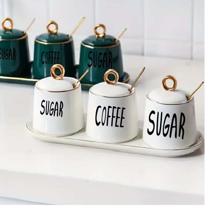 A Label Sticker for Sugar Coffee Tea Powder, a Brown Cup Sticker, Kitchen Sticker, And Wall Sticker.