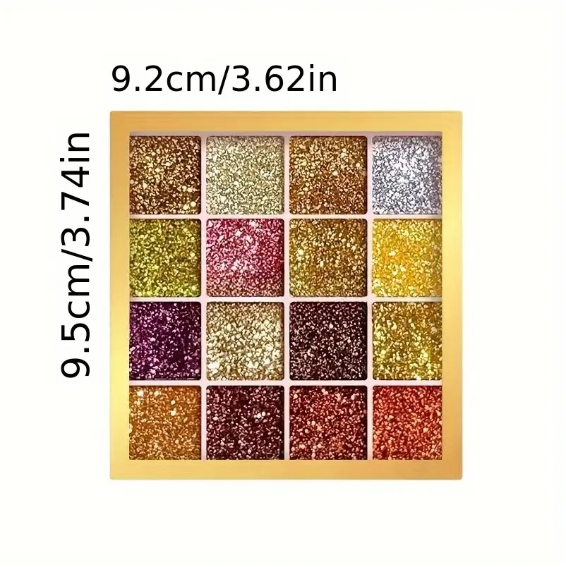 16 colour golden gilitter eye shadow plate