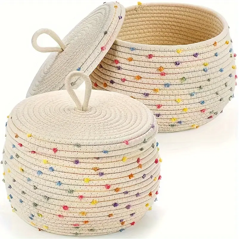 1pc Hand-Woven Cotton Storage Baskets